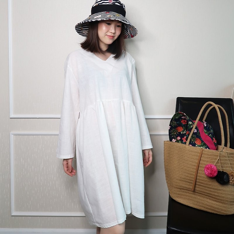 ATIPA Free Size連衣裙Leska White - 帽子 - 其他材質 白色