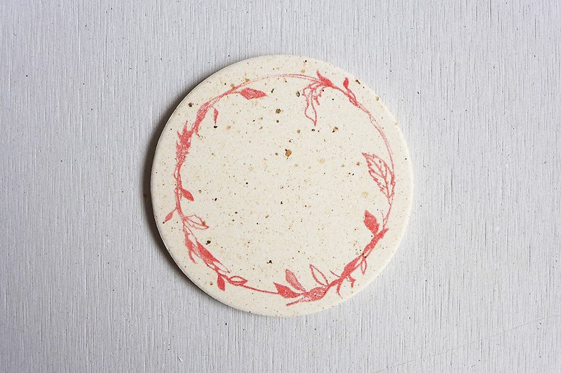 [Taifengtang, Japan] Surprise instant dry coaster-Huahaoyueyuan (red) Diatomaceous earth and diatomaceous earth instantly absorb water, water droplets and droplets inhibit bacteria as a gift - ที่รองแก้ว - วัสดุอื่นๆ 