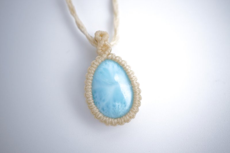 Lalima sea pattern paraffin thread braided neck cord - Necklaces - Gemstone Blue