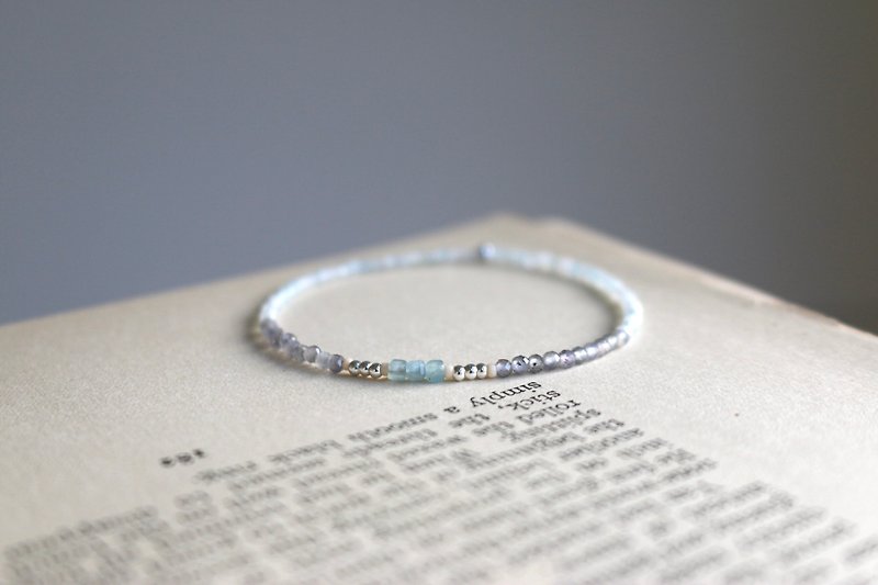 Bracelet Heideite Aquamarine Natural Stone - Border - - Bracelets - Gemstone Blue