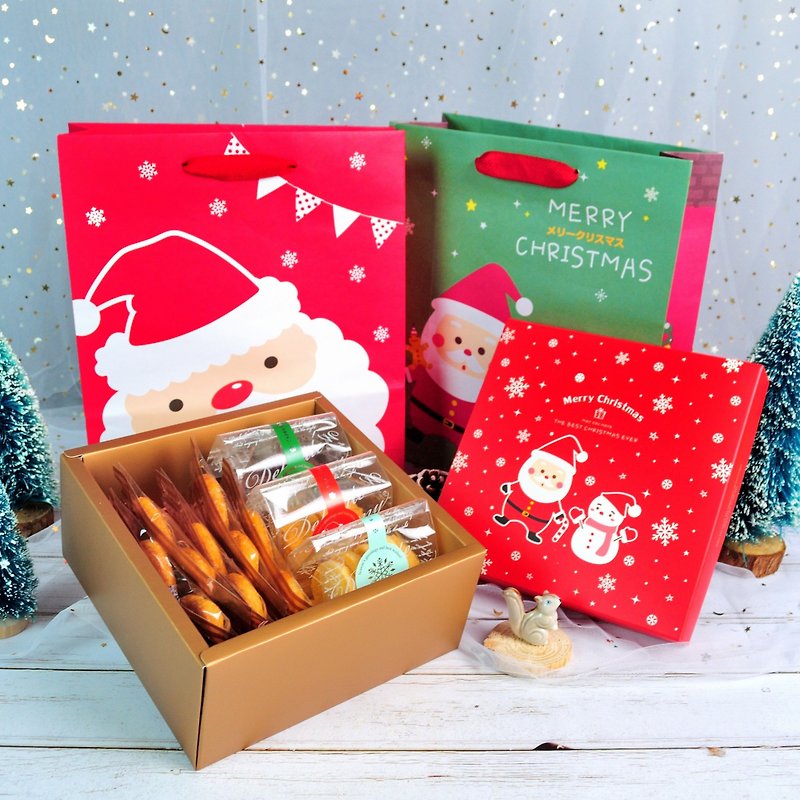 【聖誕禮物】小雪人禮盒(附提袋)/蝴蝶酥手工餅乾巧克力/交換禮物 - 手工餅乾 - 新鮮食材 