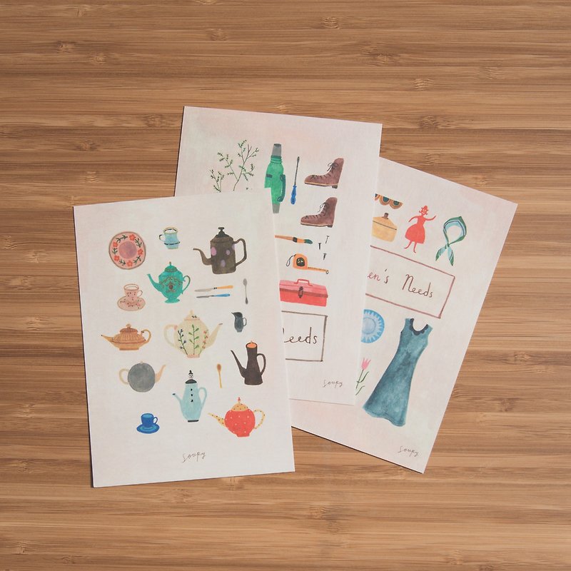 A set of three postcards - การ์ด/โปสการ์ด - กระดาษ 