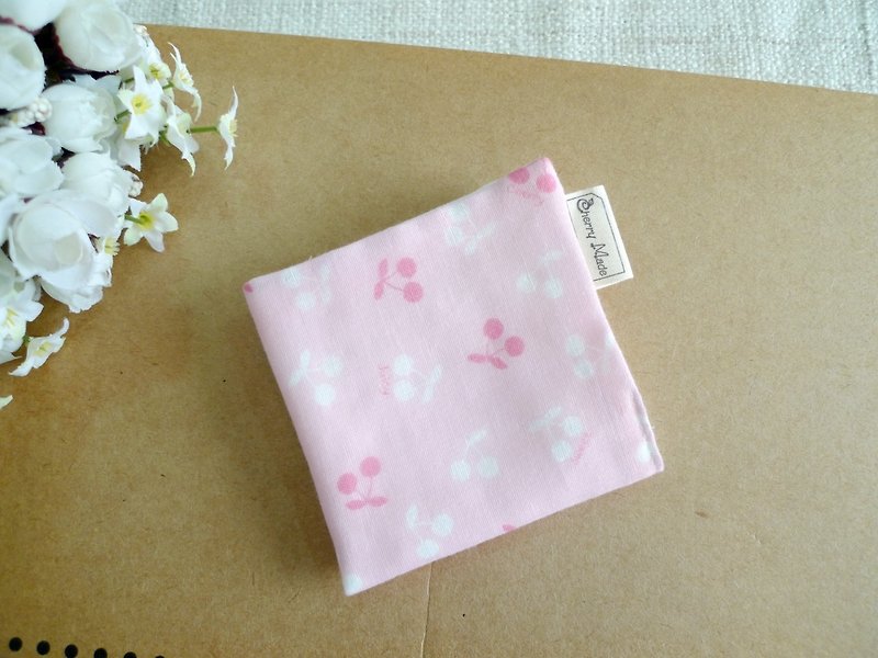 Pure cotton gauze handkerchief/saliva towel/small square-cherry small cherry - Bibs - Cotton & Hemp Pink