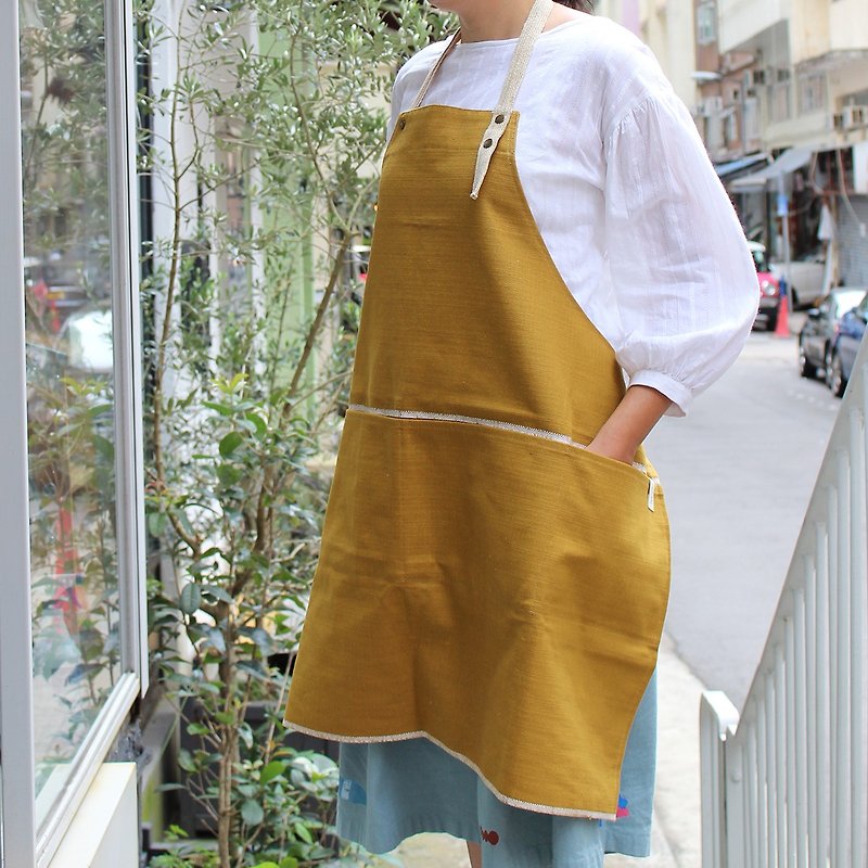 DailyAPRON Light! linen apron + linen strap | mustard yellow - ผ้ากันเปื้อน - ผ้าฝ้าย/ผ้าลินิน หลากหลายสี