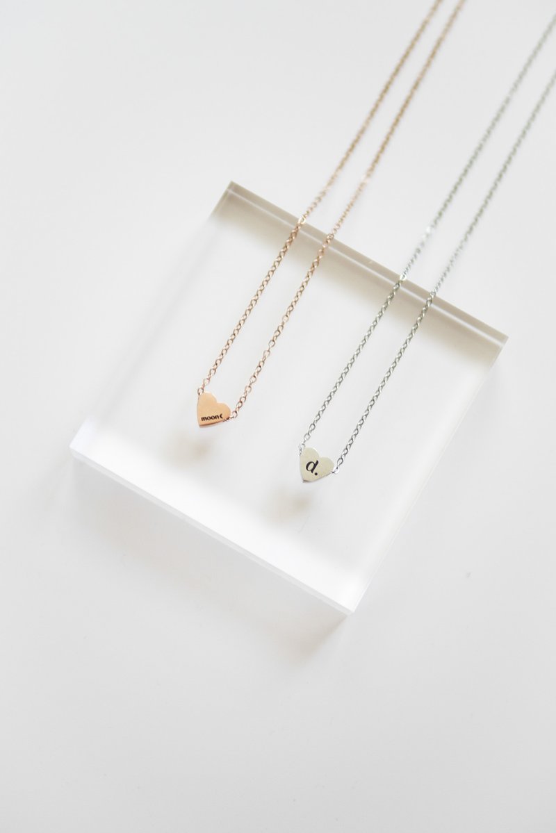 necklace L 客製 刻字 鈦鋼 頸鏈 - 項鍊 - 純銀 銀色