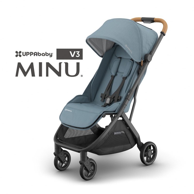贈防撞桿+擋雨罩【UPPAbaby】MINU V3魅力都會時尚推車(三色可選) - 嬰兒車/嬰兒推車 - 真皮 黑色