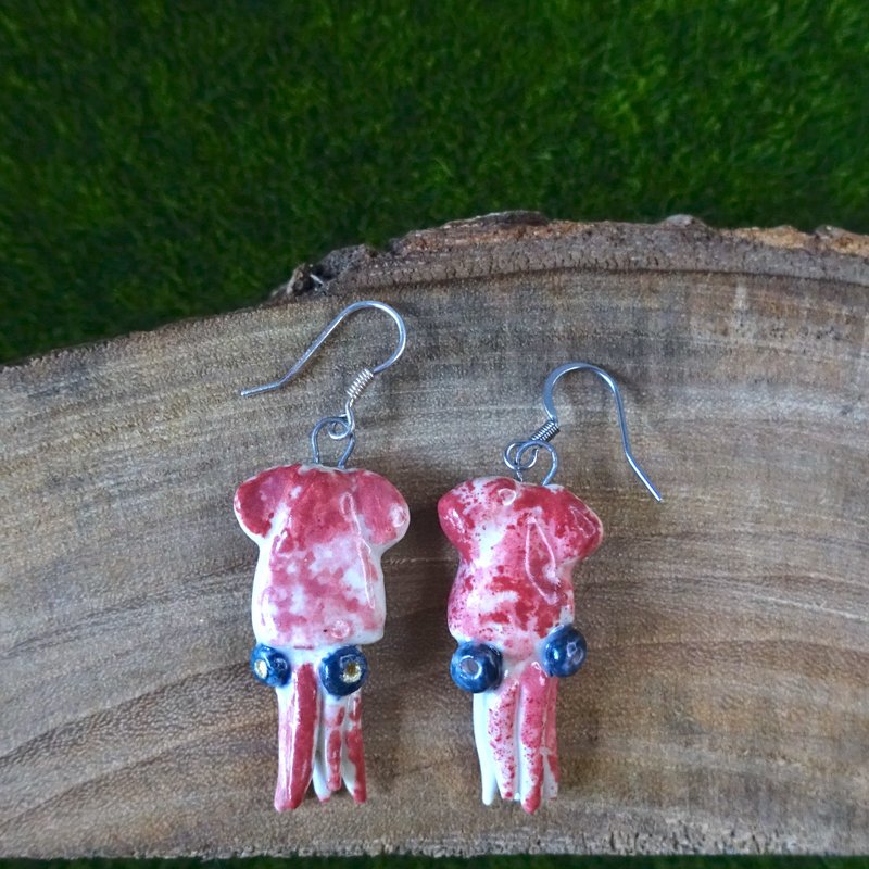 squid ceramics earrings (a pair) - Earrings & Clip-ons - Pottery Red