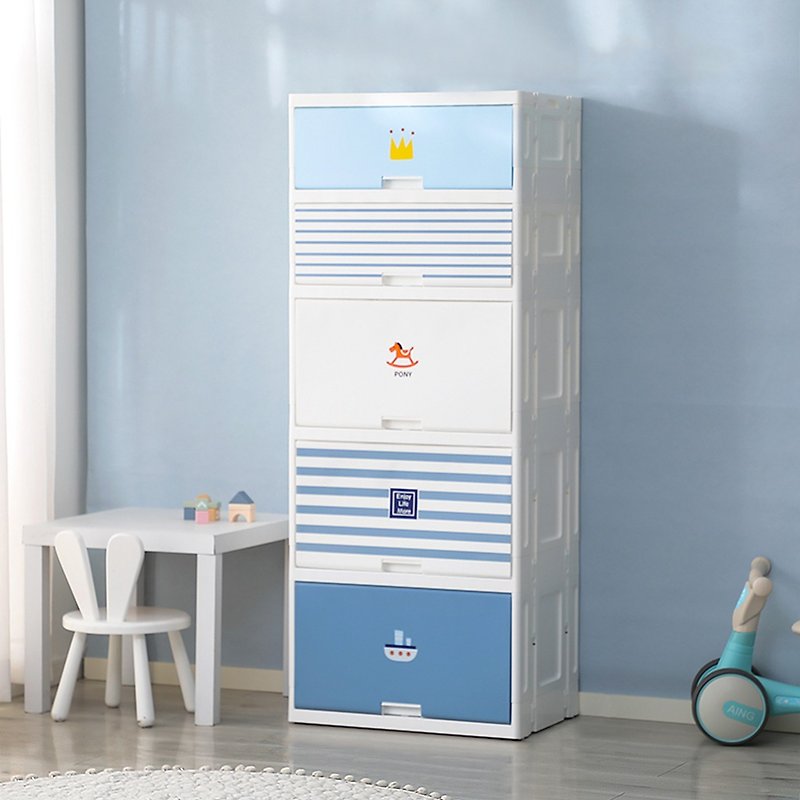 Yeya Yeya 58-sided wide-speed group type illustration wind front lift five-layer storage cabinet (2 low + 3 high lift)-3 colors optional - Storage - Plastic 