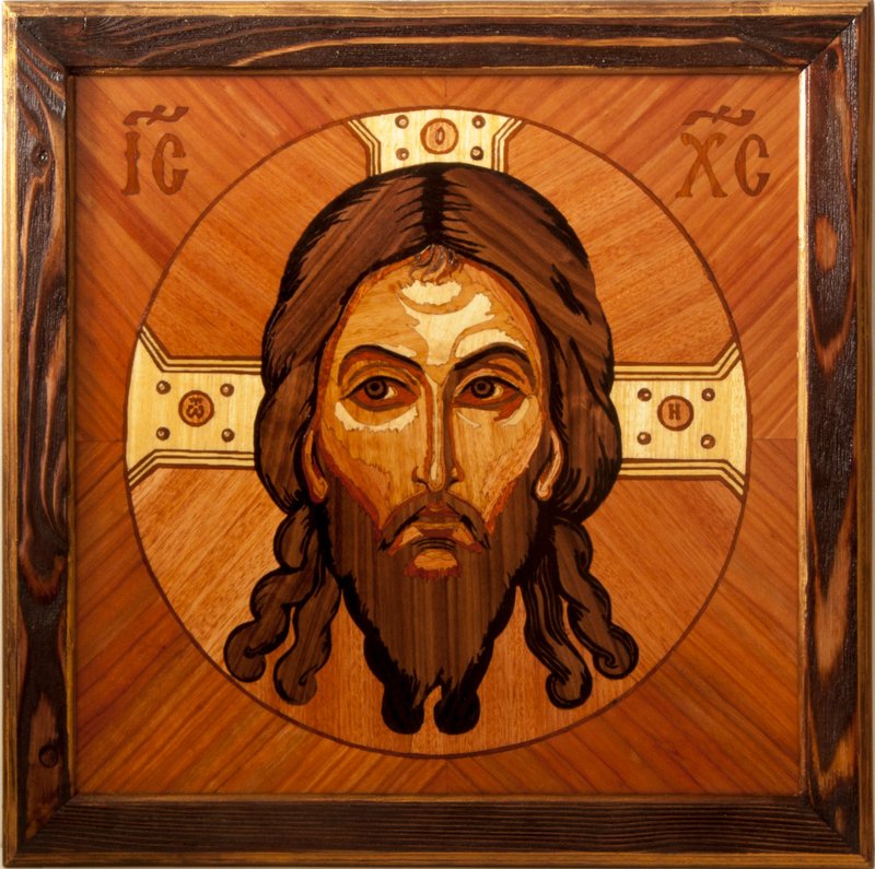 Jesus Christ Savior Orthodox Byzantine Christian our Lord Wood Icon Wall wood - Wall Décor - Wood Orange