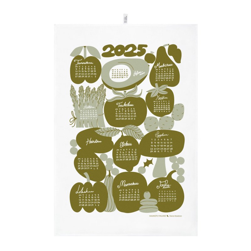 2025 Calendar Linen and Linen Universal Towel (Green) - Place Mats & Dining Décor - Cotton & Hemp Green