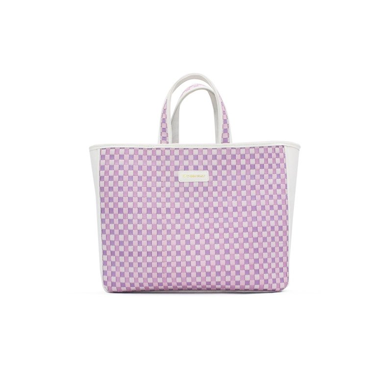 Lilac woven tote bag - กระเป๋าถือ - หนังแท้ สีม่วง