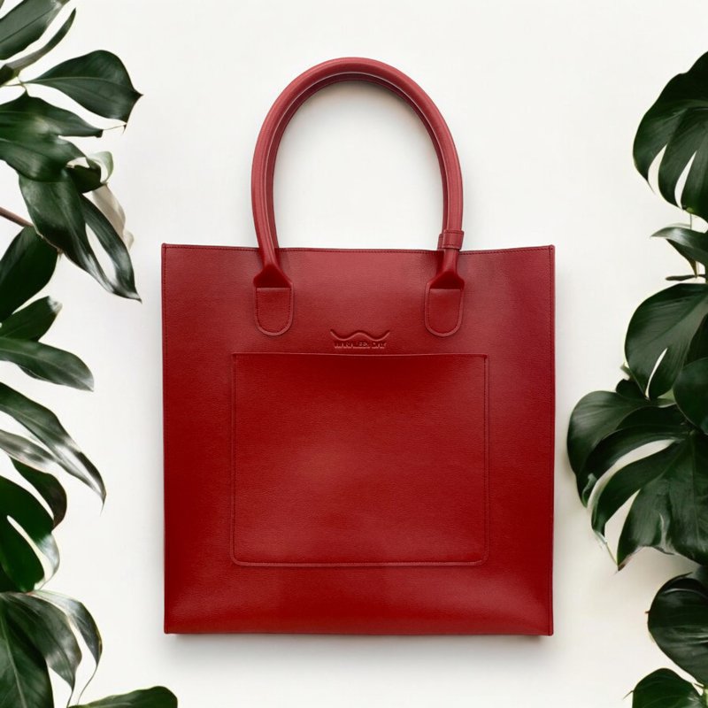 WARALEE's DAY | Jumbo Tote Bag (Red) - Handbags & Totes - Faux Leather Red