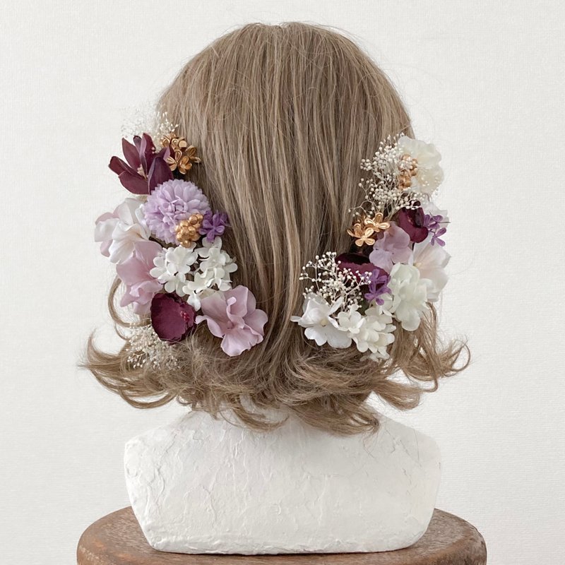 Flower lover hair ornament that never withers - เครื่องประดับผม - วัสดุอื่นๆ สีม่วง