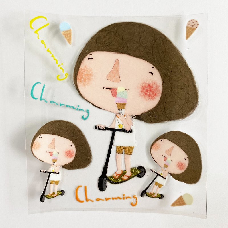 Let’s put stickers together/three-dimensional texture waterproof transfer stickers/Dolly Dolly 10.0/ Ice cream - สติกเกอร์ - วัสดุกันนำ้ สีใส