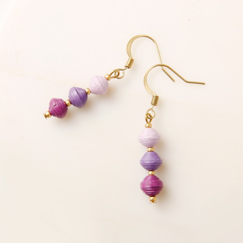 Musev purple three-layer jade earrings - ต่างหู - กระดาษ สีม่วง