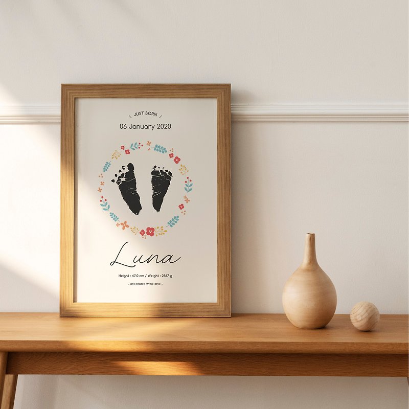 Blossoming flower buds | Newborn footprint commemorative paintings | Baby growth commemorative gifts - Other - Paper White