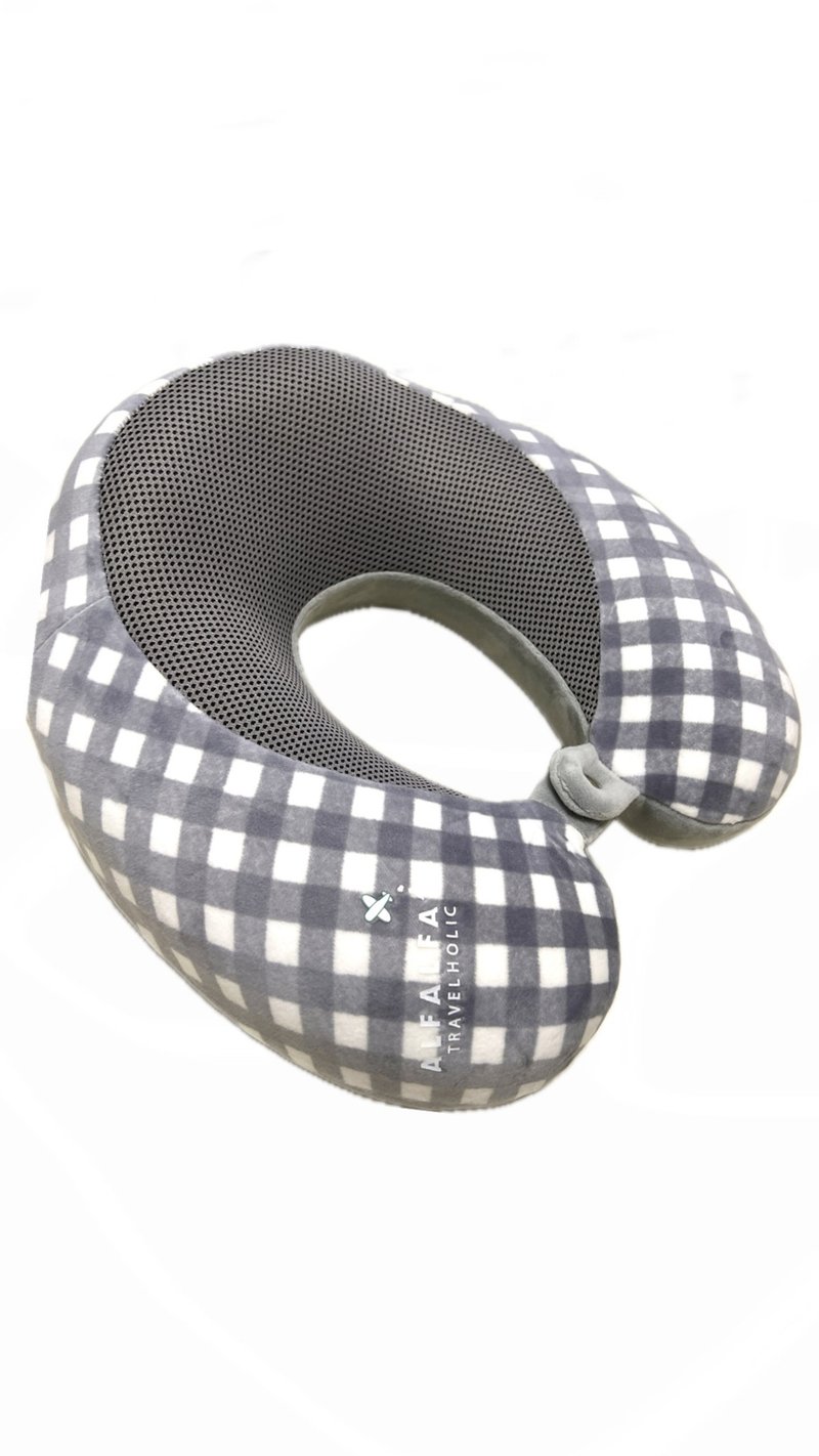 Grey color U Shaped Patchwork Breathable Memory Foam Travel Neck Cushion - หมอนรองคอ - ไฟเบอร์อื่นๆ สีเทา