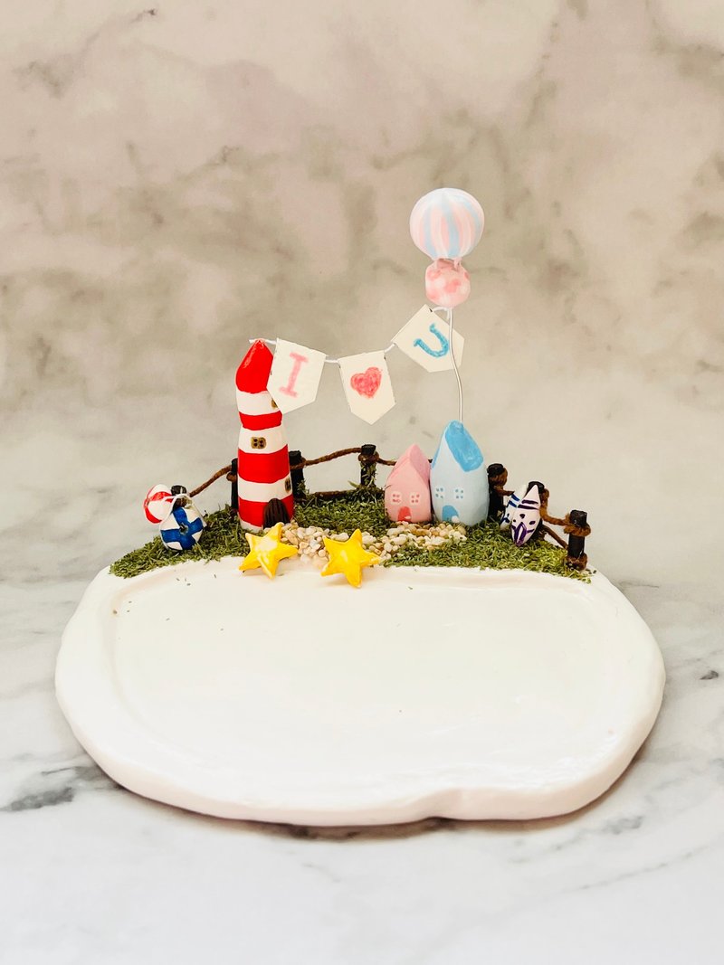 Hot Air Balloon Beach I Love You Accessories Tray - Items for Display - Clay 