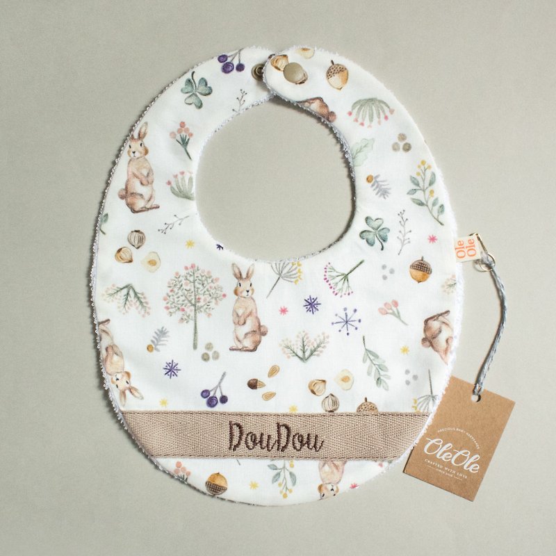 OleOle Personalized Baby Bib | Sketchy Bunny - ผ้ากันเปื้อน - ผ้าฝ้าย/ผ้าลินิน สีกากี