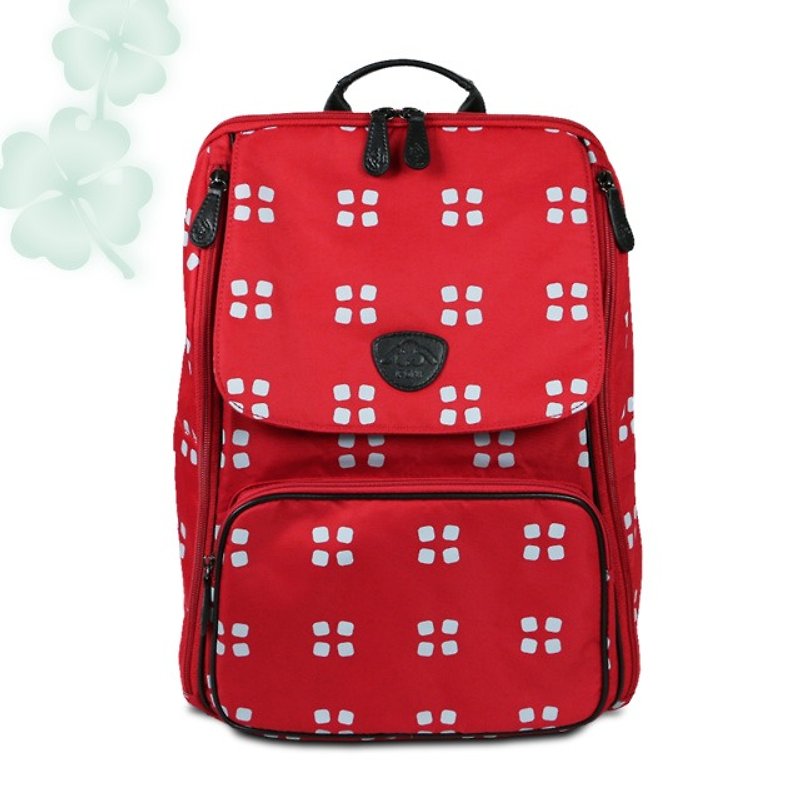 ROMI [Lian Shou Bag]-Four Leaf Red / Mother Bag / Backpack / Parent-child Bag - กระเป๋าคุณแม่ - วัสดุกันนำ้ สีแดง