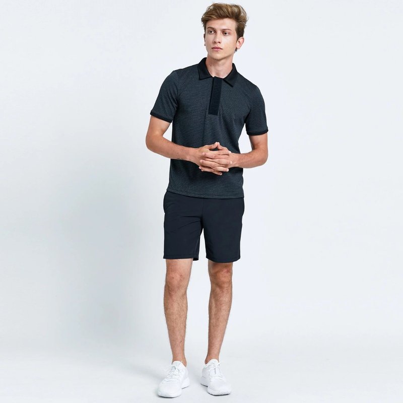 クラシックストライプポロシャツ - シャツ メンズ - ポリエステル ブラック