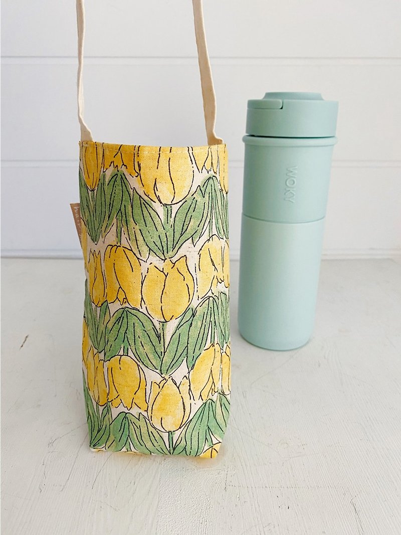 hairmo tulip tote bag + (ice dam cup / hand shake / thermos / mason / small bag) - Beverage Holders & Bags - Cotton & Hemp Yellow
