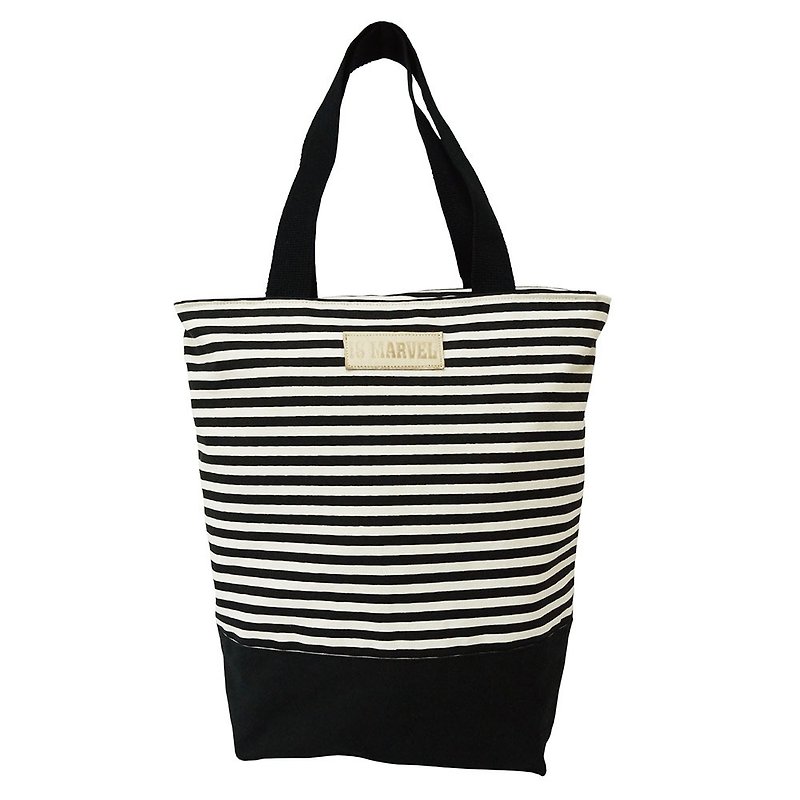 【Is Marvel】Classic striped bag - Handbags & Totes - Cotton & Hemp White