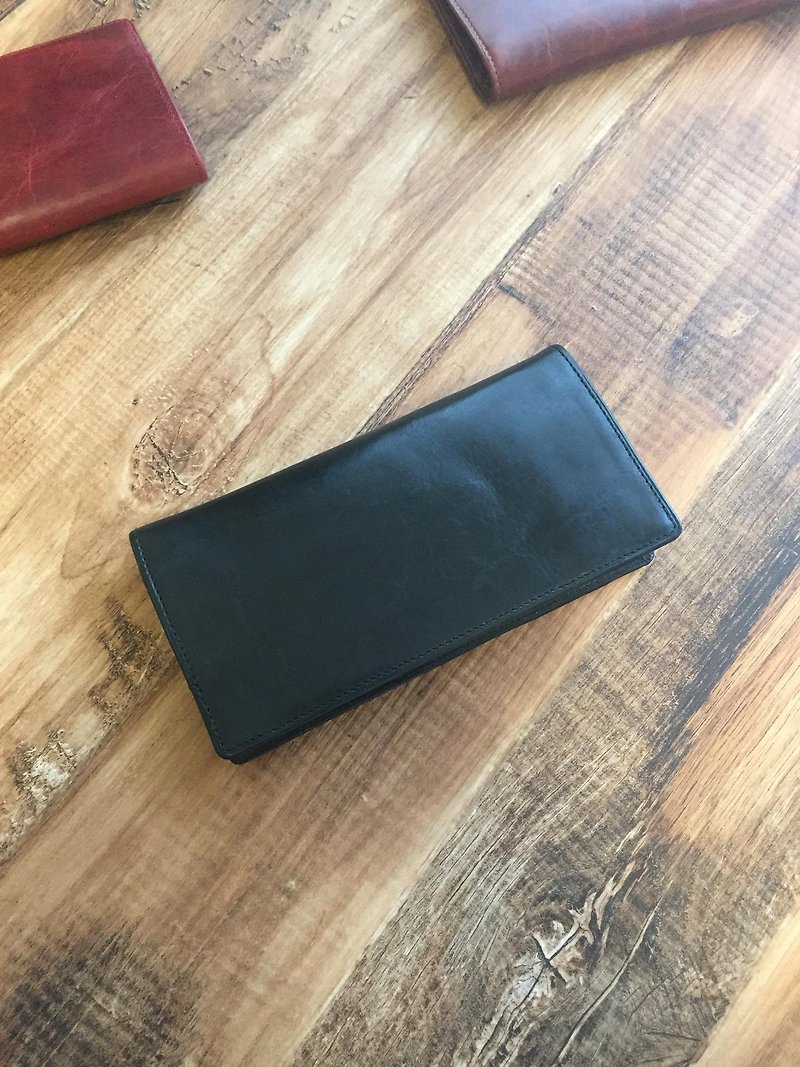 BASIC long wallet BLACK - กระเป๋าสตางค์ - หนังแท้ สีดำ