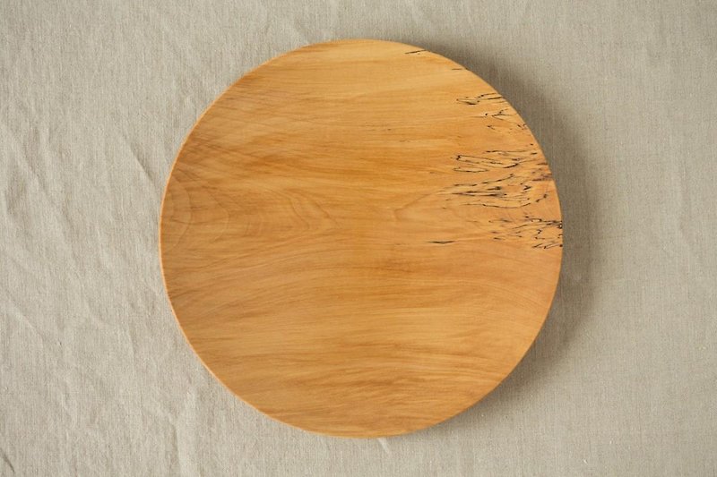 ろくろ挽きの木皿　栃（とち）の木　24cm　06 - 碟子/醬料碟 - 木頭 卡其色