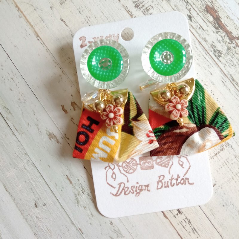 Tropical style 2way button earrings - Earrings & Clip-ons - Other Materials 