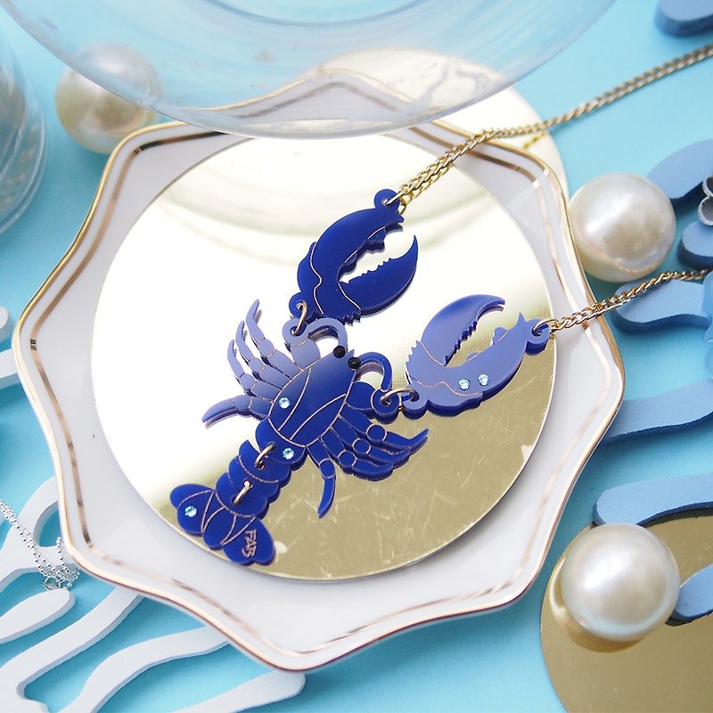 龍蝦頸鏈 - 頸圈項鍊 - 壓克力 藍色
