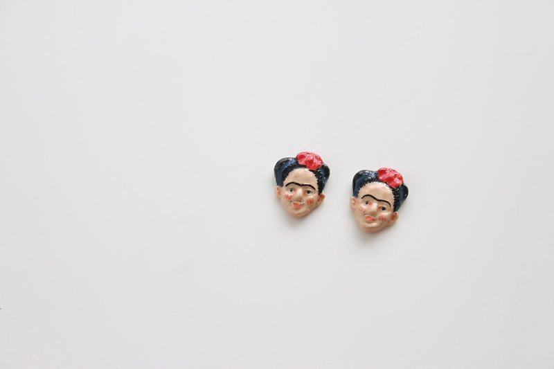 Earring Frida Kahlo - Earrings & Clip-ons - Pottery Red