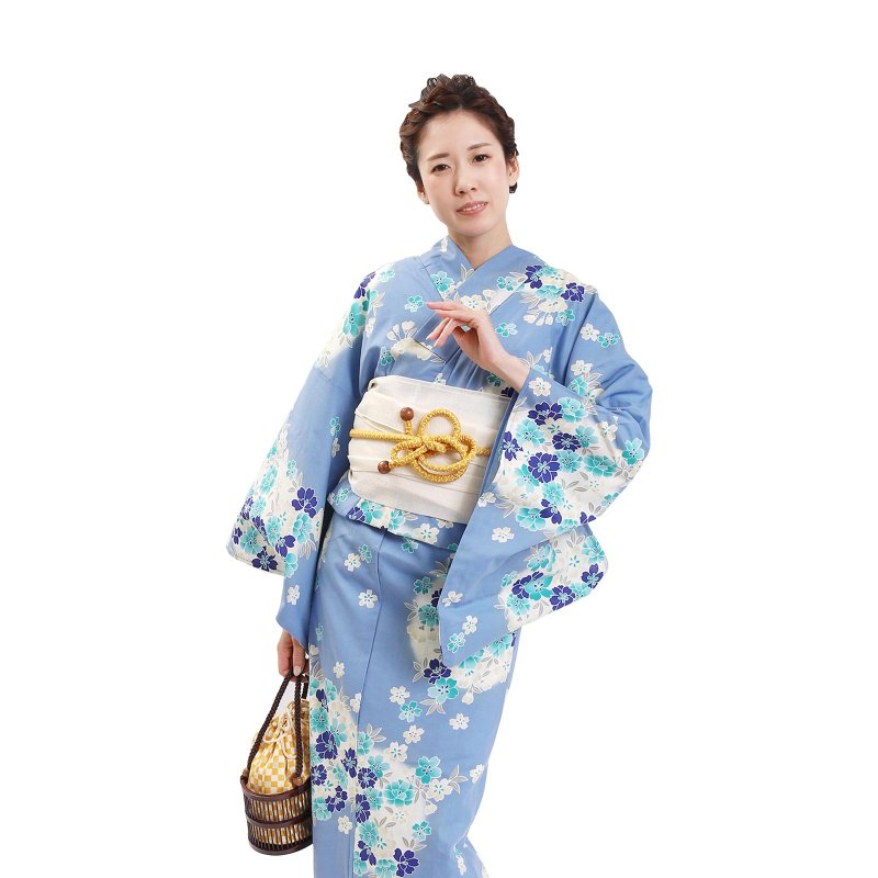 日本 和服 女性 浴衣 腰帶 2件組 F Size x27-16 yukata - 其他 - 棉．麻 藍色