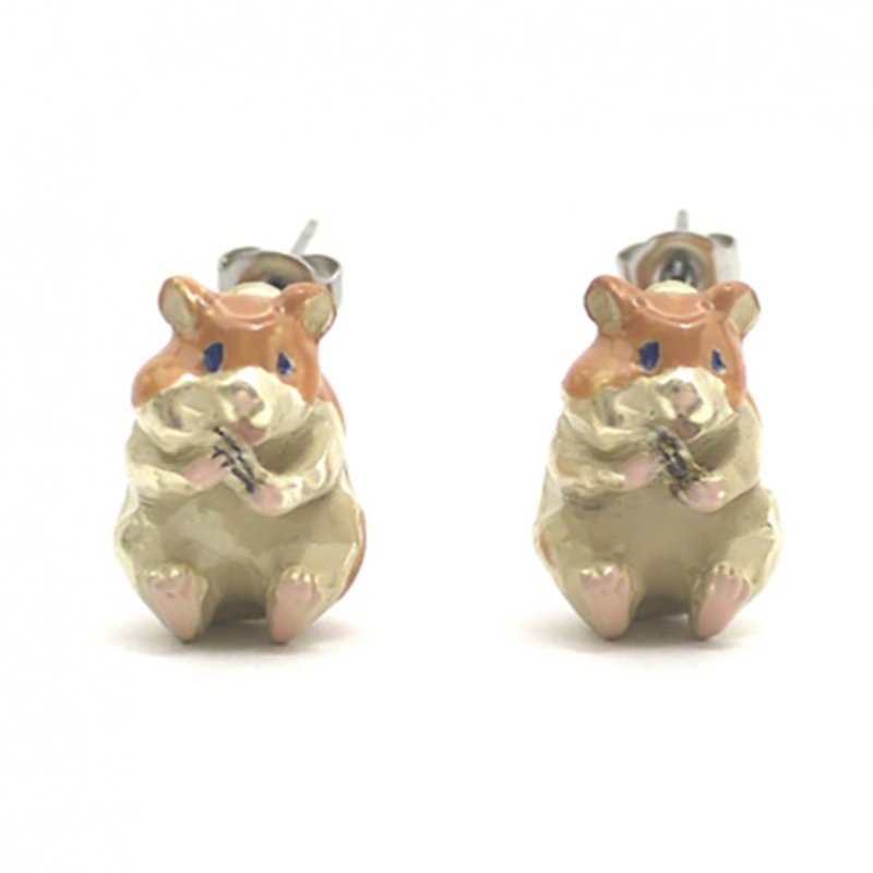 Hamster Hamster Earrings / Earrings PA373 - Earrings & Clip-ons - Other Metals Gold