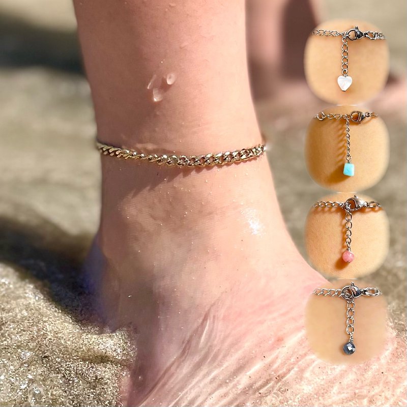 Custom crystal anklet. Choose your gemstone and Size. Real gemstone anklet - กำไลข้อเท้า - เครื่องเพชรพลอย สีทอง
