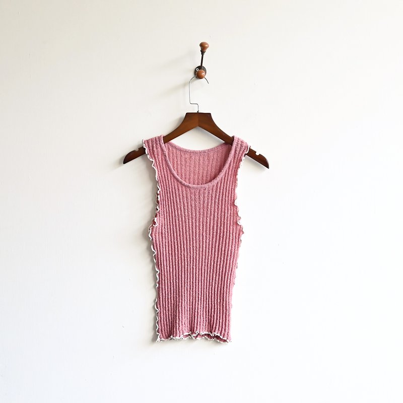 [Egg Plant Vintage] Pollen reworked piping knitted vintage top - Women's Vests - Other Man-Made Fibers 