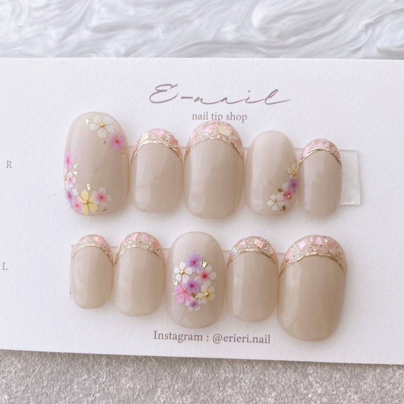 flower french nails cute flower lover beautiful lovely - ยาทาเล็บ - พลาสติก 