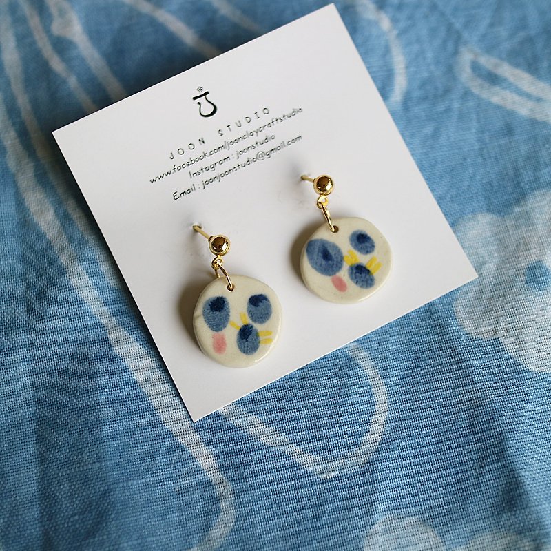 Dot Dot earring1 - Earrings & Clip-ons - Pottery Blue