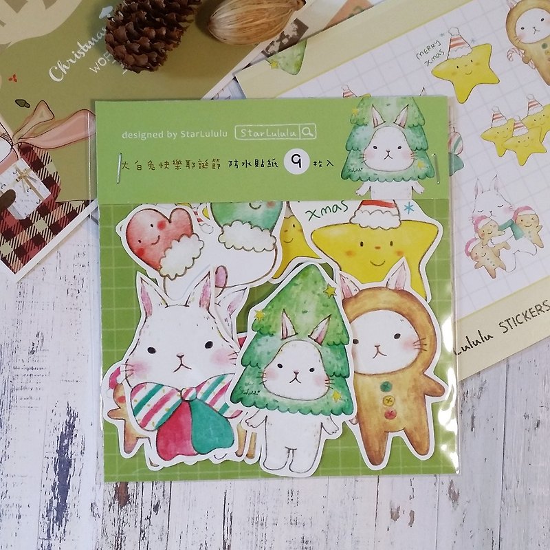 Waterproof Sticker / Happy New Year of the White Rabbit (9 pieces) / Christmas Gifts - Stickers - Paper 