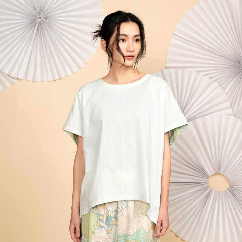 遠山流雲氣球上衣_流翠 - 女上衣/長袖上衣 - 棉．麻 白色