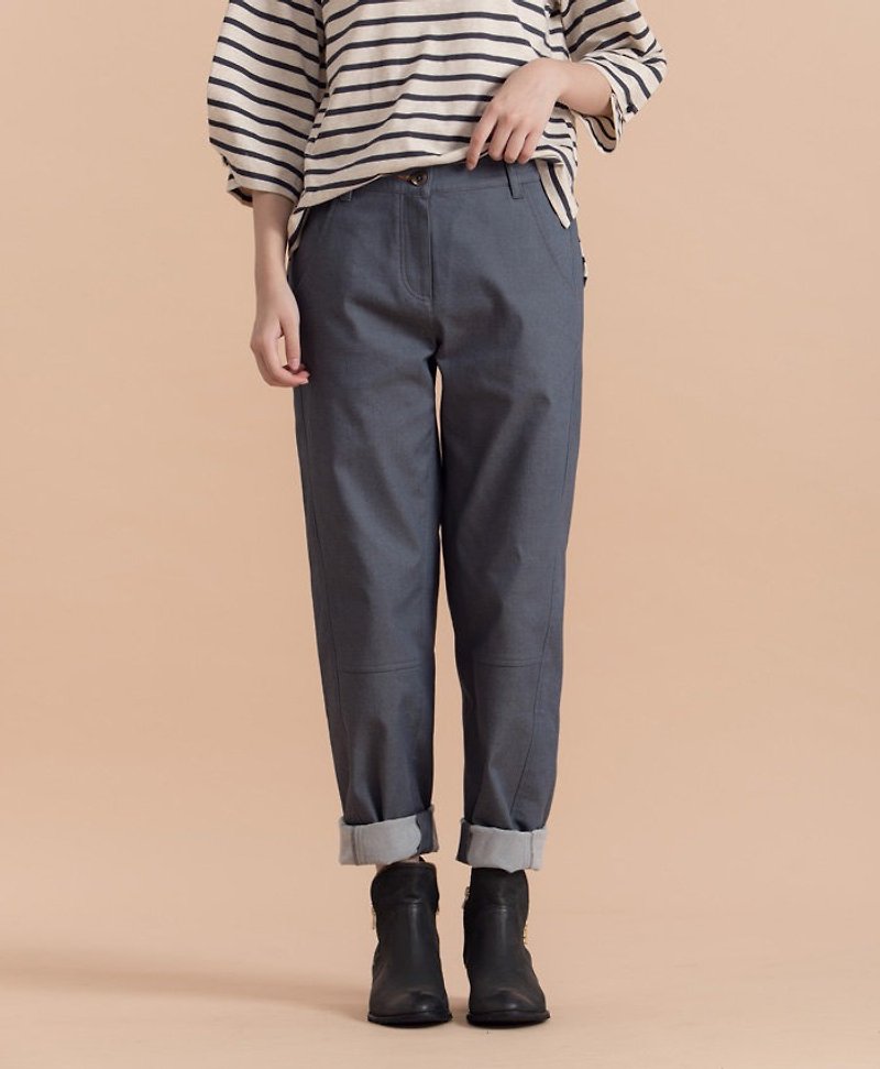 Moonlight under the gray boy pocket tannin pants (gray) - Women's Pants - Cotton & Hemp Gray