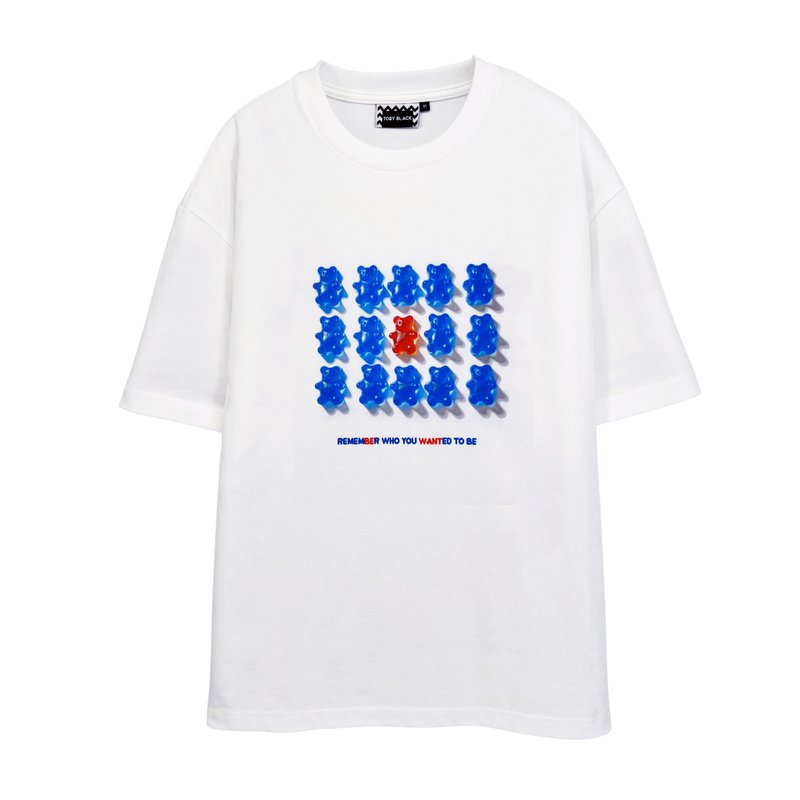 CANDY BEAR 中性寛版T-Shirt by Toby Black - 帽T/大學T - 棉．麻 白色