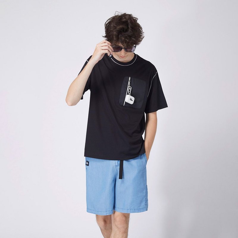 Unisex Packable t-shirt / Black - เสื้อยืดผู้ชาย - วัสดุอื่นๆ สีดำ