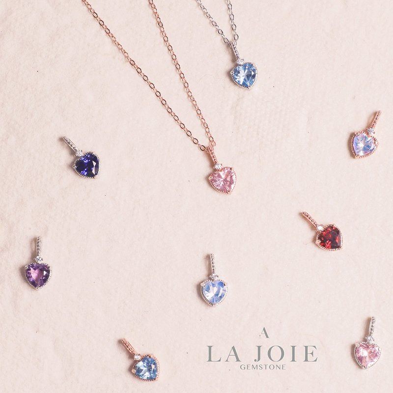 La Joie 浪漫愛心寶石頸鏈 - 項鍊 - 純銀 
