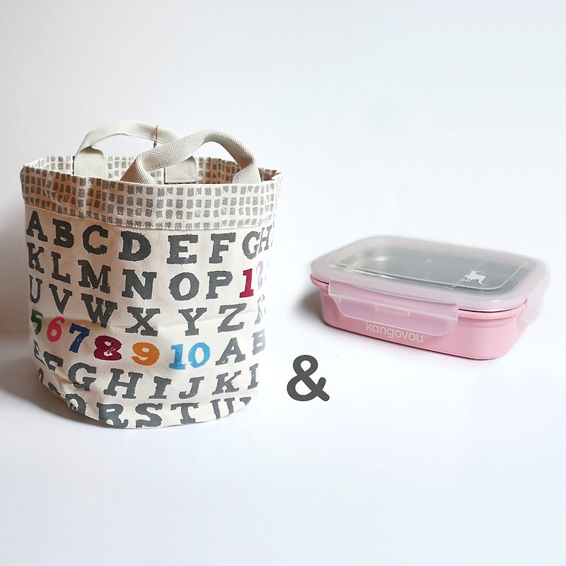[Goody Bag]fluf-storage bag-AtoZ+Kangovou stainless steel double-layer lunch box - Handbags & Totes - Other Materials 