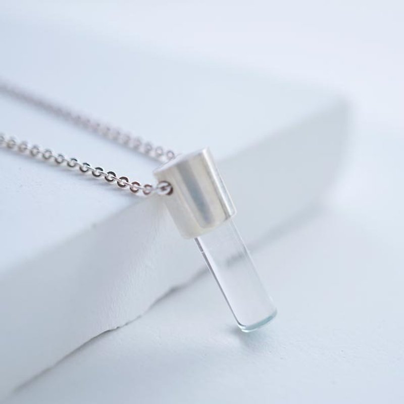 Natural Gemstone white crystal handmade sterling silver necklace - Necklaces - Crystal Transparent
