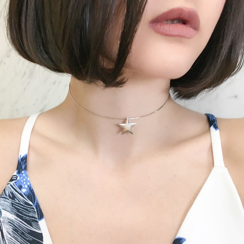 Silver / A little lucky star / Wire choker SV063S - Chokers - Other Metals Silver