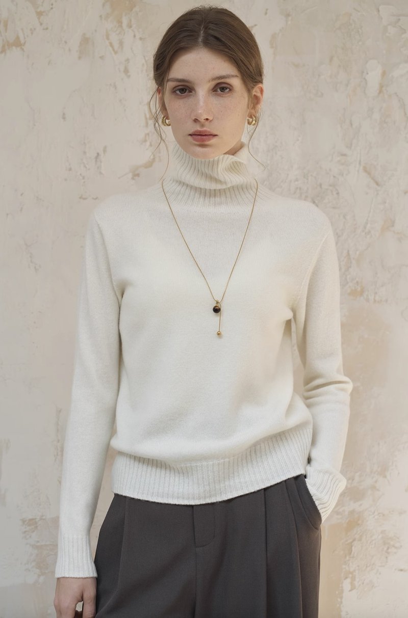 法式極簡 全羊毛高領針織衫上衣 無縫一體 - 女毛衣/針織衫 - 其他材質 多色