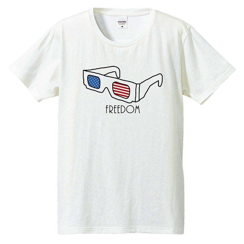 T-shirt / freedom - เสื้อยืดผู้ชาย - ผ้าฝ้าย/ผ้าลินิน ขาว