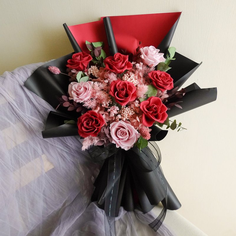 9朵永生玫瑰花束-玫粉色 - 乾燥花/永生花 - 植物．花 紅色